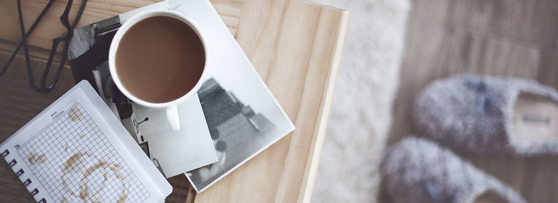 Coffee cup sitting on a coffee table